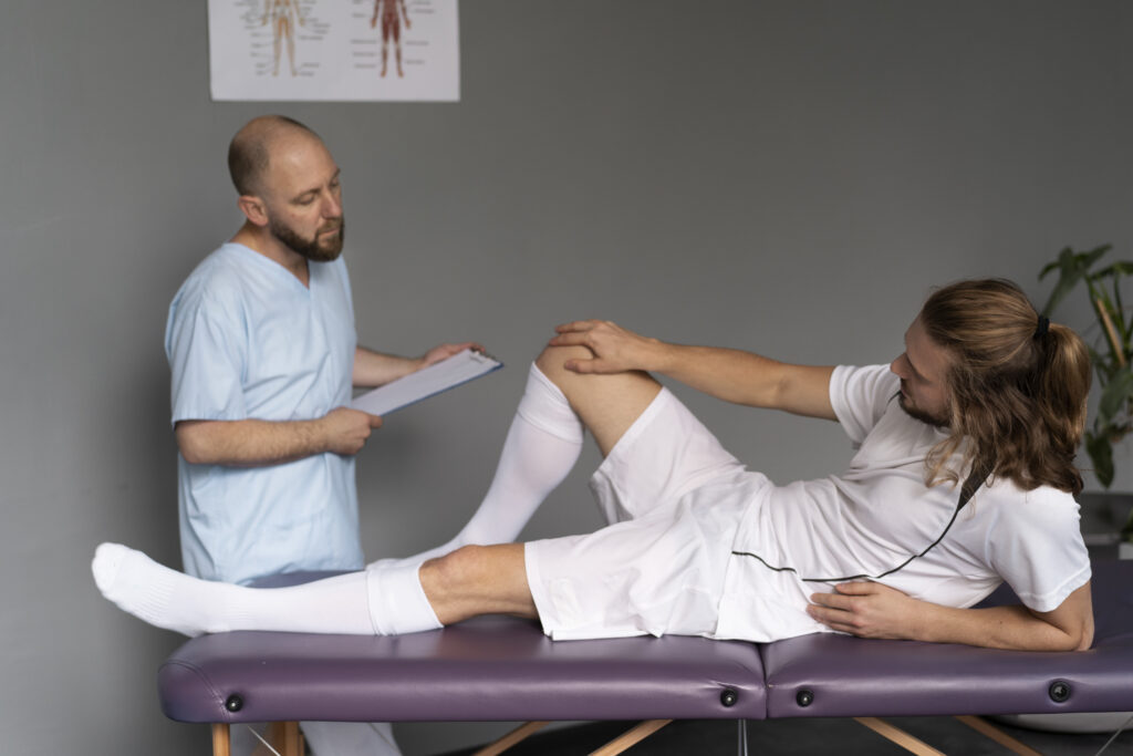 physiotherapist-helping-patient-side-view